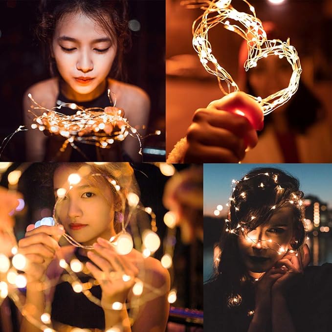 CYLAPEX 24 Pack Fairy Lights Battery Operated 7ft 20 LED Mini String Lights Silver Wire Firefly Starry Moon Lights for Wedding Mason Jars Party Christmas Centerpiece Table Decorations, Warm White