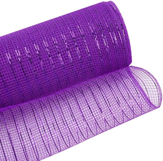 3 Rolls Purple Gold Green Deco Mesh Ribbon for Wreath Making Supplies, 10 Inch x 30FT Metallic Foil Burlap Deco Mesh Fabric for Mardi Gras Carnival Masquerade Party Wreath Craft Decoration