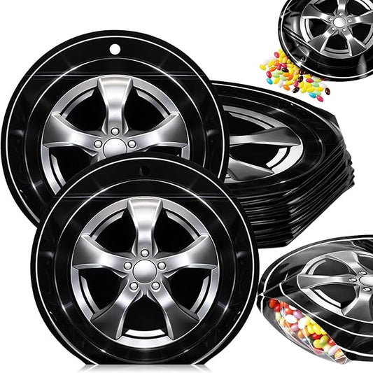 Resurhang 60 Pcs Race Car Treat Bags Zipper Racing Themed Food Goodie Gifts Bags Resealable Sport Themed Snack Candy Containers for Wheels Birthday Party Baby Shower Supplies