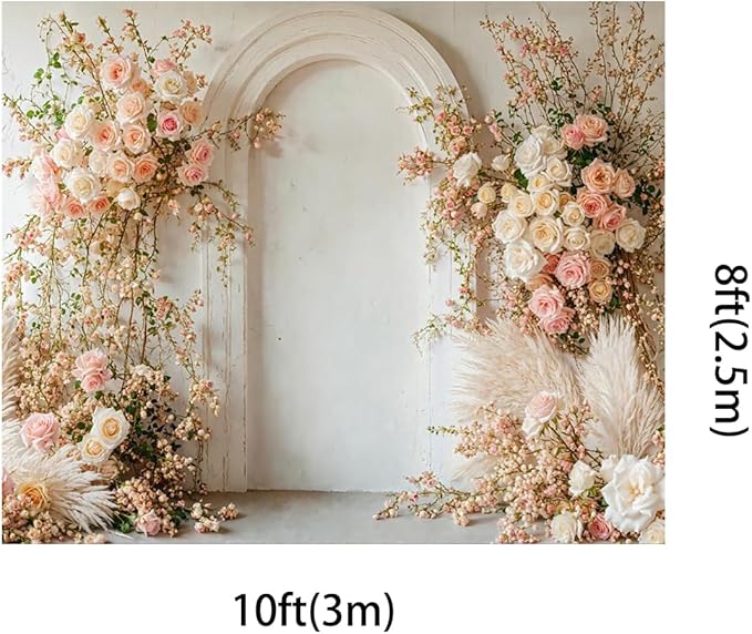 Kate 10x8ft Spring Pink Flowers Backdrops for Photography White Wall Background Children Birthday Party Decoration Backdrop