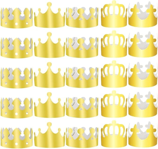 40 Pieces Paper Crowns Gold Foil Party Crown Paper King Hats Cap for Birthday Celebration Baby Shower Photo Props