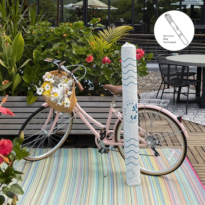 Fab Habitat Tropical Botanical Floral Outdoor Rug - Waterproof, Crease-Free Fade Resistant, Reversible - Recycled Plastic - Patio Porch Balcony Deck Yard Garden - Hilo Honey - 5x8 ft