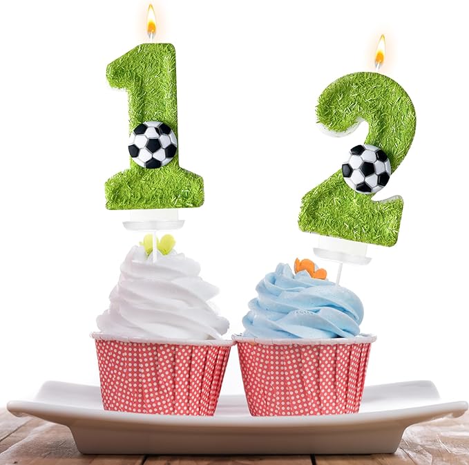 2nd Birthday Candles，Soccer Birthday Decorations，Suitable for Girl and boy Cake Toppers, Wedding Cakes, Anniversaries, Party Celebrations, Birthday Decorations