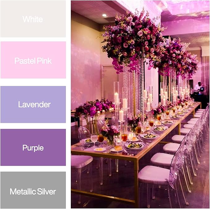 PartyWoo Crepe Paper Streamers 6 Rolls 492ft, Pack of Metallic Silver, Lavender, Purple, Pastel Pink, Pink, White Crepe Paper for Birthday Decorations, Baby Shower Decorations (1.8 Inch x 82 Ft/Roll)