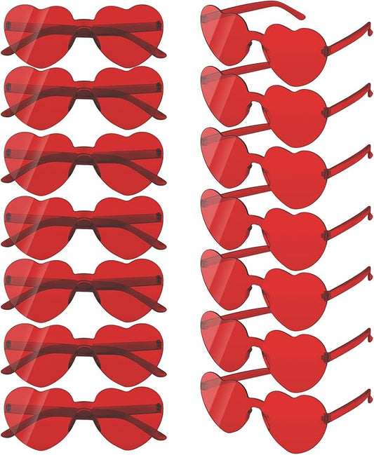 14 Pack Heart Sunglasses, Heart Shaped Sunglasses, Heart Glasses Bulk for Women, Rainbow Sunglasses for Valentine