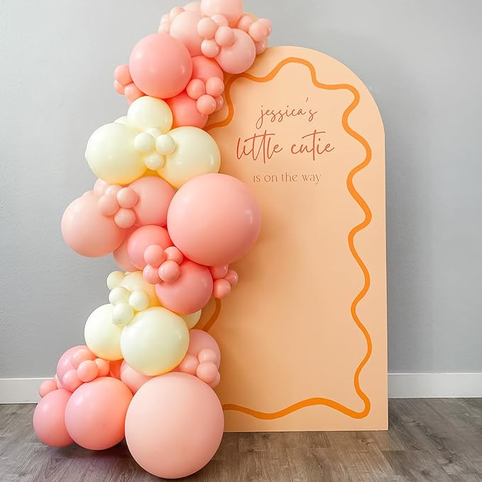 120pcs Peach Balloons, 18 12 10 5 inch Light Orange Balloons Different Sizes Pastel Orange Balloon Arch Kit for Wedding Bridal Shower Baby Shower Birthday Party Decorations