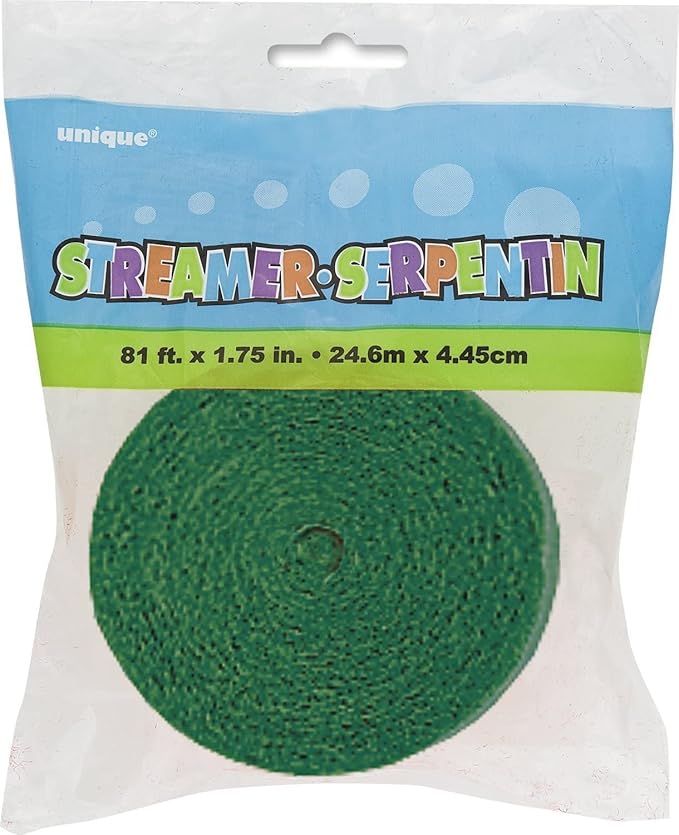 Unique Industries Crepe Paper Streamer, 81ft, Emerald Green (Pack of 2)