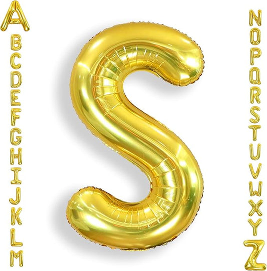 AULE 40 Inch Big Letter Balloon Gold S Large Foil Helium Alphabet Balloons A-Z for Birthday Anniversary Graduation New Year Party Decoration Supplies