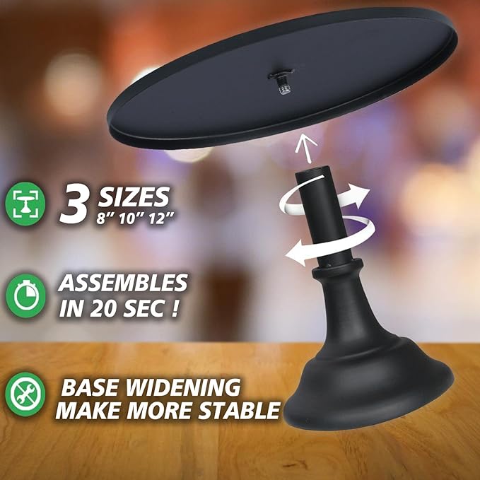 3 Pcs Metal Cake Stand, Cake Pop Stand Set of Disc Diameter 8" 10" 12", Tall Cake Stands for Dessert Table, Perfect Display for Wedding, Graduation Party, Birthday, Baby Shower, Decorations