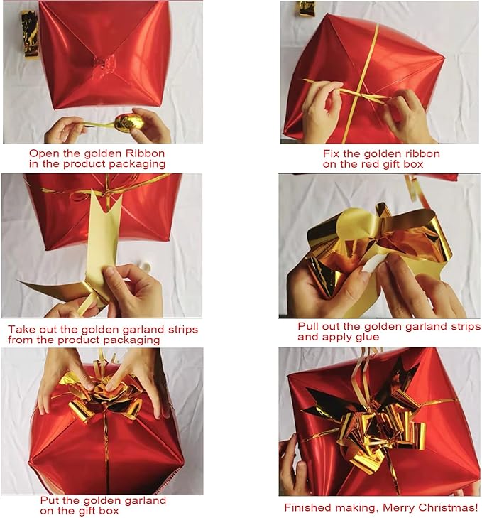 Christmas Balloon Garland Arch kit with Xmas Red Gold Dark Green Balloon Fresh Green Balloon and Candy Balloons Gift Box Balloons Red Star Balloons Rich for Christmas Party Decorations
