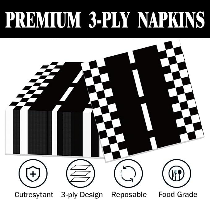 40 Pcs Race Car Party Plates and Napkins Set-9 inch Race Car Paper Dinner Plates Birthday Party Decorations Disposable Tableware Set for Kids Boys Birthday Baby Shower Serves 20