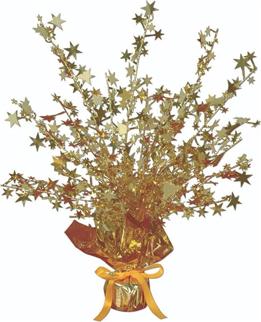 Beistle Star Gleam 'N Burst Centerpiece, 15", Gold Metallic Foil Table Decoration for Birthdays, Weddings, New Year's Parties, Awards Night and Special Events