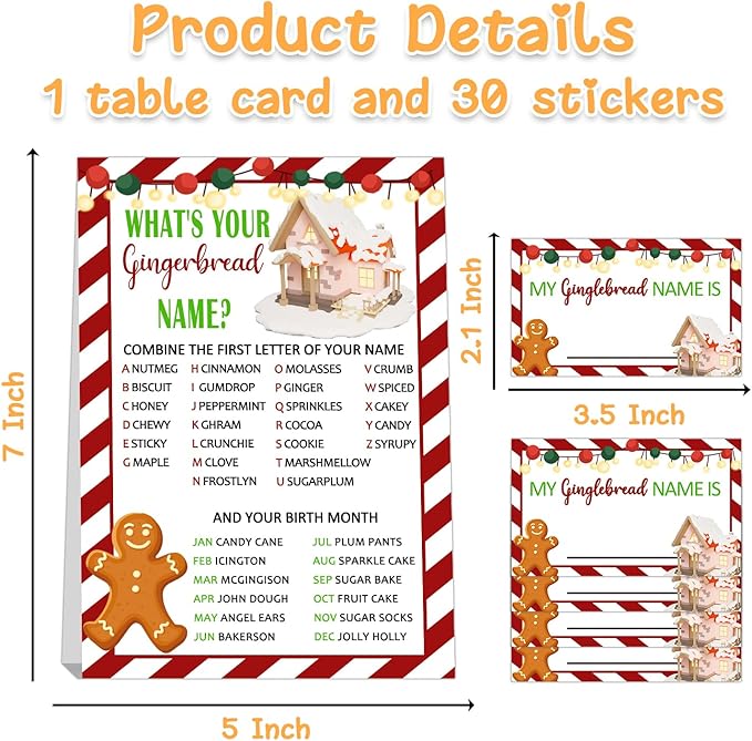 Christmas Party Decorations-Christmas Decorations-Christmas Party Games-What is Your Gingerbread Name?
