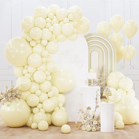 PartyWoo Pastel Yellow Balloons 152pcs Different Sizes of 18 12 10 5 Inch Light Pale Yellow Balloon Arch Kit Garland for Baby Shower Easter Little Cutie Bee Birthday Party Decorations Yellow-Q07