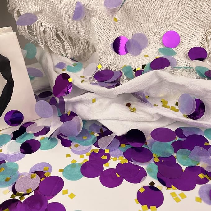 1 inch Round Tissue Confetti Dot Paper Confetti Colorful Table Confetti for Birthday Bachelorette Wedding Bridal Shower Anniversary Party Decorations(Purple) (Mermaid, 1 inch)