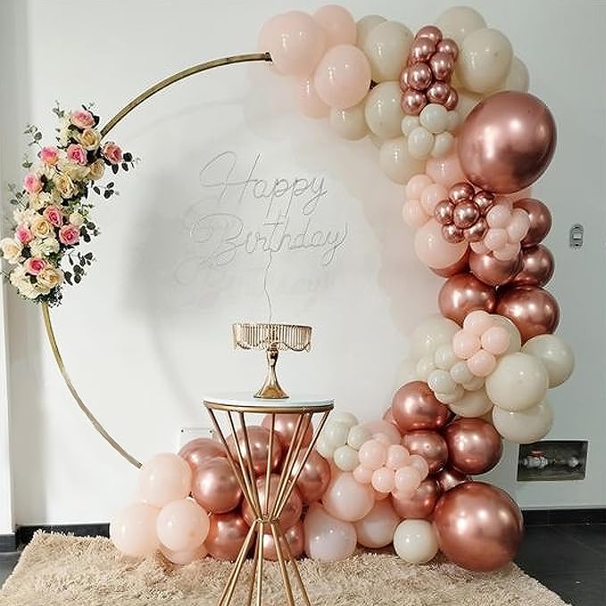 Dusty Pink Blush Balloons, Retro Boho Pink Balloons Cream White Balloon Pearl Light Rose and Metallic Rose Gold Confetti Balloon for Girls Baby Shower Woman Birthday Wedding Party Decorations
