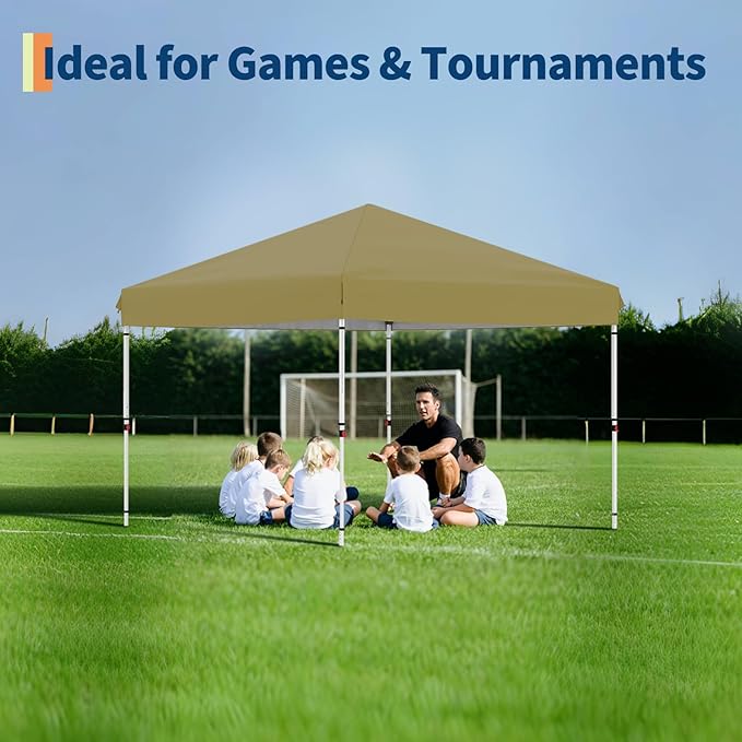 Garvee 10x10 Pop Up Canopy Tent with 1 Removable Sidewall, Heavy Duty Commercial Instant Shelter with One-Person Setup, UPF 50+ Waterproof, 100 Sq Ft Shade for Outdoor Events, Camping, Farmers Market