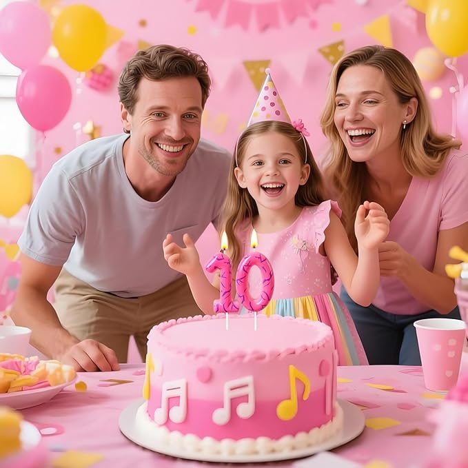 Number 1 Birthday Candle for Cake – Pink Gradient Number Candle with Mystic Rune Pattern, Decorative Cake Topper for Anniversary & Celebration