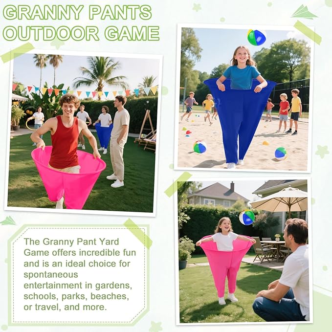 Granny Pants Yard Game Freaky Party Games Pants with Bouncy Balls and Air Pump Oversized Granny Pants Outdoor Game for Adults and Family Interactive Throwing Game for Group Gatherings