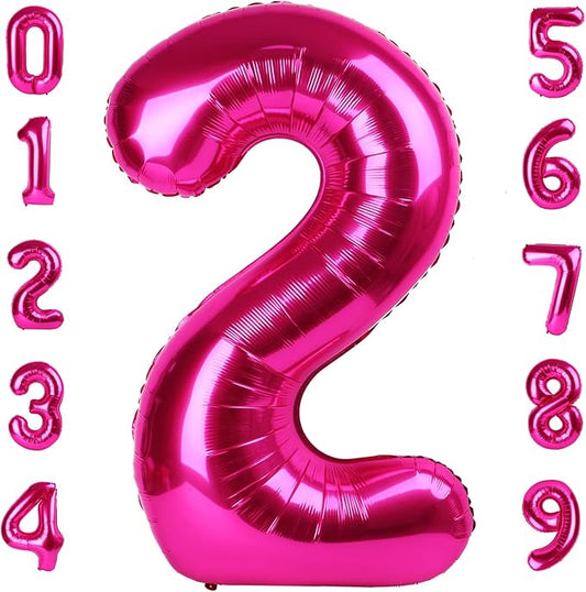 2 Numbers Balloon 40 Inch Hot Pink Two Balloon Number Birthday Decor, 2nd 12 21st Party Celebration Decorations Graduations Wedding Baby Shower