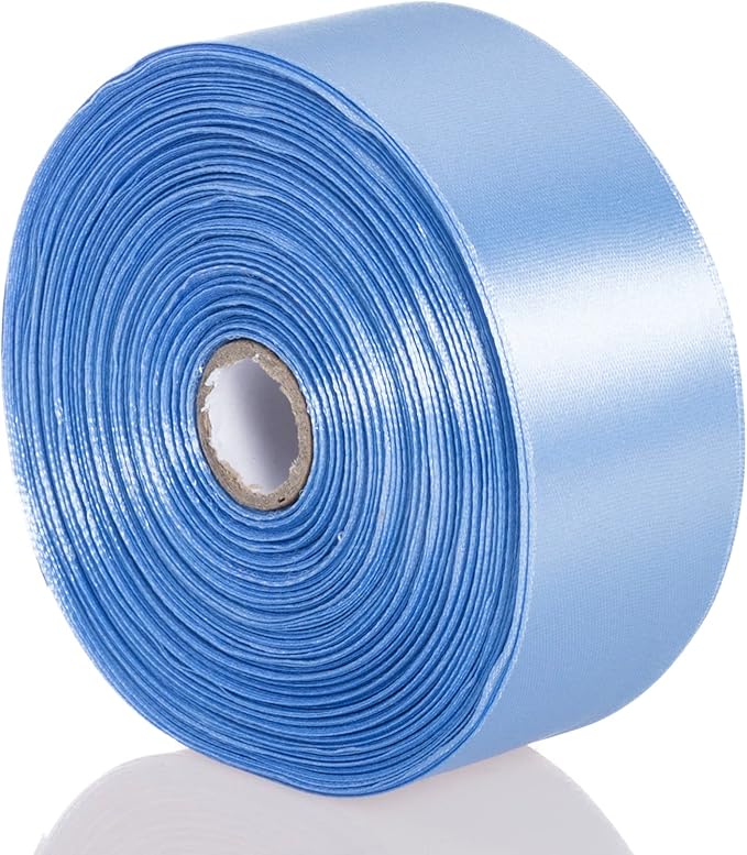YASEO 1 1/2 Inch Sky Blue Solid Satin Ribbon, 50 Yards Craft Fabric Ribbon for Gift Wrapping Floral Bouquets Wedding Party Decoration