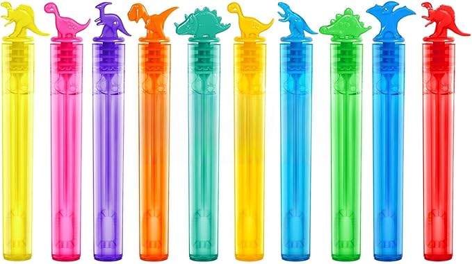 SpringFLower 300Pcs Dinosaur Mini Bubble Wands, Bubbles Party Favors for Kids, Birthday Party Favor Supplies, Goodie Bags, Carnival Prizes, Wedding, Outdoor & Indoor Activity for Girls Boys, 10 Colors
