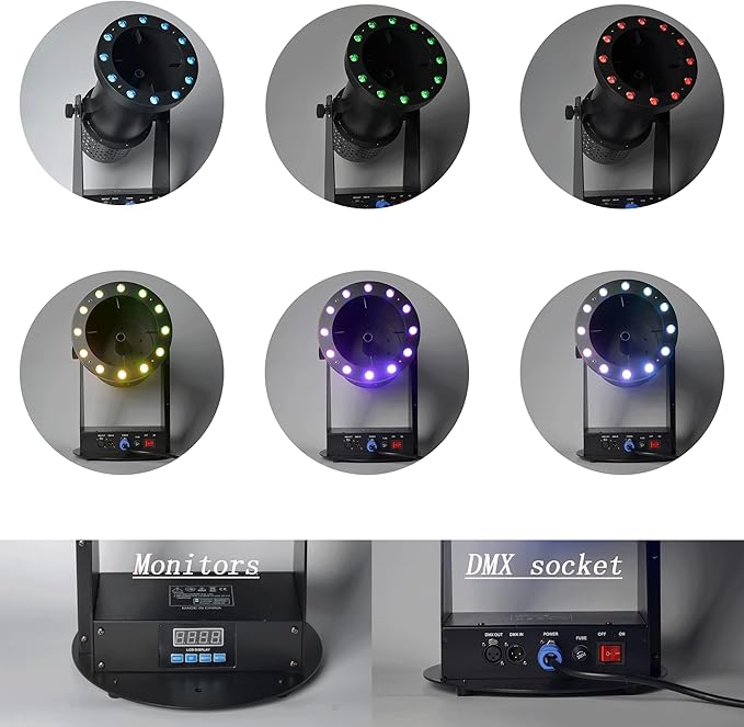 1500W Professional Confetti Machine RGB 12LEDs Cannon Machine Electric Confetti Launcher Confetti Tubes W/Wireless Remote & DMX, for Special Event, Parties, Club, Wedding, Concerts