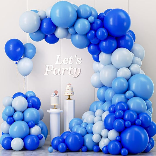 Blue Balloon Garland Arch Kit, Kelfara 109Pcs Royal Blue Pastel Blue Balloons, 18/10/12/5 Inch Latex Balloon for Baby Shower Birthday Engagement Graduation Party Gender Reveal Balloons Decoration