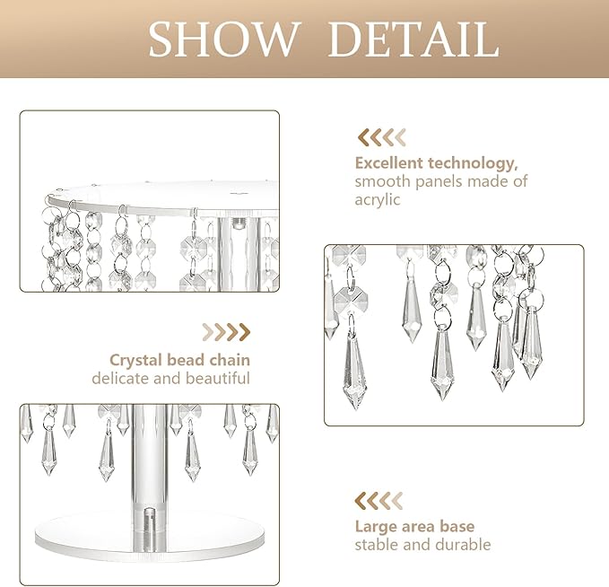 Cake Stands for Party, Clear Acrylic Cake Stand for Dessert Table, 12.2in Round Crystal Cake and Cupcake Stand for Wedding Birthday Party Event Decorations