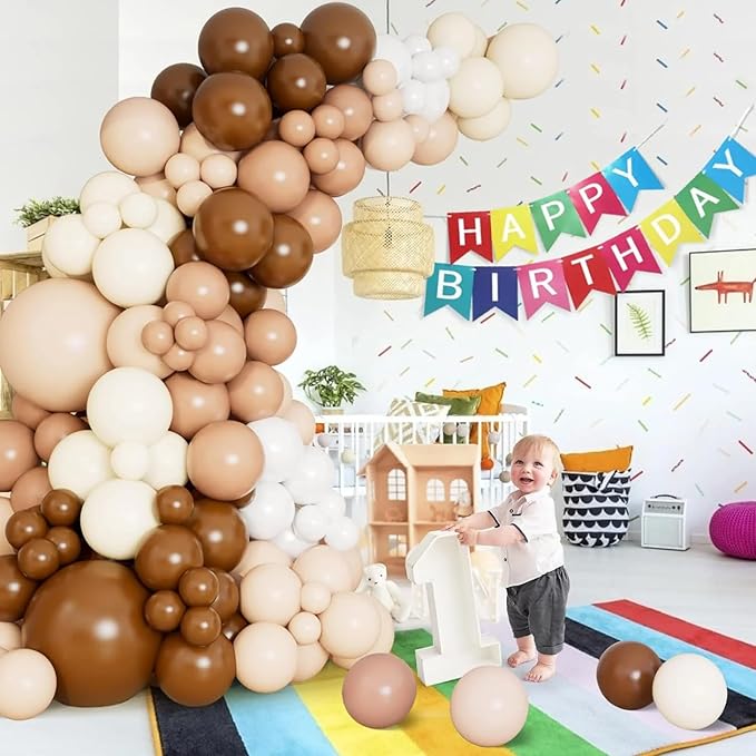 Brown Balloons, 60pcs 12In Neutral Balloon Set, Dark Brown and Sand White Balloons, Tan Cocoa Coffee Beige Nude Latex Balloon for Neutral Baby Shower Birthday Bridal Shower