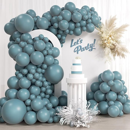 Awenztech 110pcs Slate Blue Balloons, 18 12 10 5 inch Dusty Blue Balloons Different Sizes Balloon Garland for Baby Shower Wedding Birthday Party Decorations