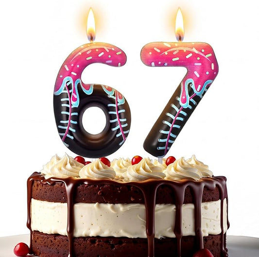 Conelist Ice Cream Drip Baseball Birthday Candle Number 67 Baseball Candle Ice Cream Drip 6 7 Birthday Decorations Cake Toppers for Sport Team Anniversary Party Decorations Gift