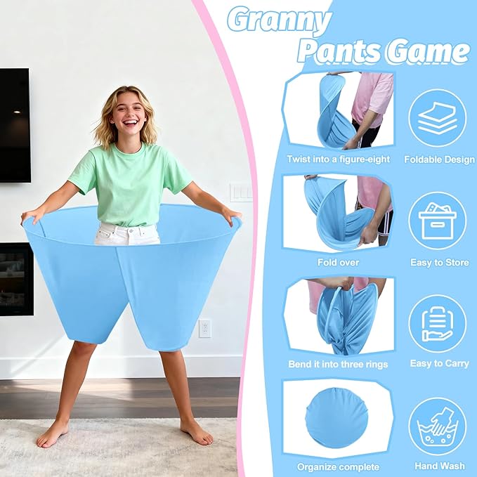 Granny Pants Game with Bouncy Balls and 1 Air Pump (Random Colors), Granny Pants Outdoor Game Baby Shower Funny Party Game for Adults & Families, Big Pants Ball Game Granny Pants Yard Game