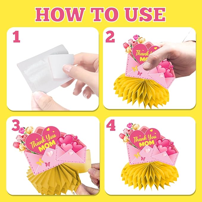 Mothers Day Decorations Honeycomb Centerpieces, 12Pcs Mothers Day Table Decorations Best Mom Ever Mothers Day Centerpieces 3D Mothers Day Table Centerpiece for Mothers Day Party