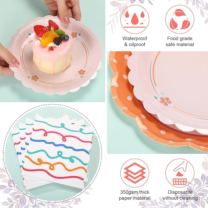 144 Pcs 48 Guests Italian Summer Party Plates and Napkins Italian Summer Paper Plates Napkins Last Toast Coast Disposable Tableware for Bachelorette Baby Bridal Shower Tea Party Supplies