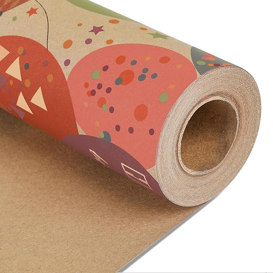 NESCCI Birthday Wrapping Paper,Gift Wrapping Paper Roll,Kraft Wrapping Paper-17 inch X 32.8 Feet Per roll,Colorful Birthday Balloon Pattern For Boys Girls, Perfect For Birthdays Party, Baby Shower