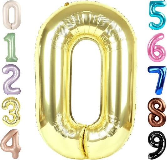 Number 0 Balloons 40 Inch Light Gold Number Balloons for 10 20 30 40 50 60 70 80 90 100 Numbers Balloon Birthday Decorations Wedding Event Baby Shower