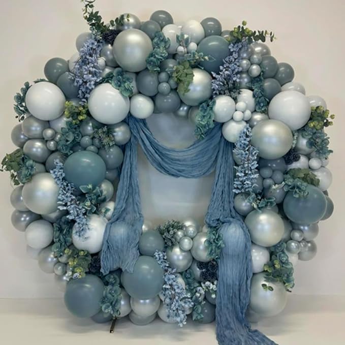 Awenztech 110pcs Slate Blue Balloons, 18 12 10 5 inch Dusty Blue Balloons Different Sizes Balloon Garland for Baby Shower Wedding Birthday Party Decorations