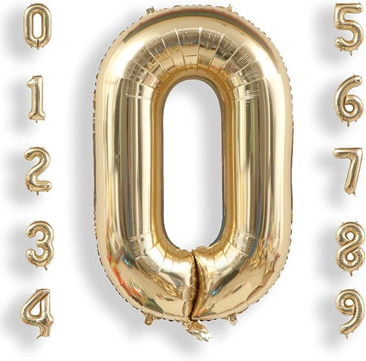 AULE 40 Inch Large 0 Balloon Numbers Light Gold, Big Foil Number Balloons, Giant Helium Happy Birthday Party Decorations for Man and Women, Huge Mylar Anniversary Party Supplies