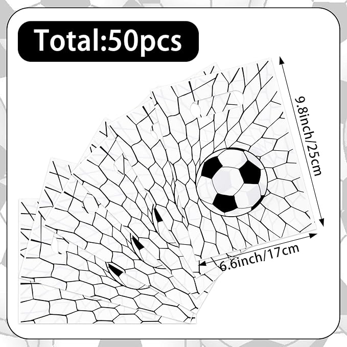 Hxezoc 50 Pieces Soccer Gift Bags Plastic Treat Bag Sport Theme Goodie Bags Soccer Candy Wrap with Handles Party Favor Bags For Kids Birthday Party Decoration Supplies
