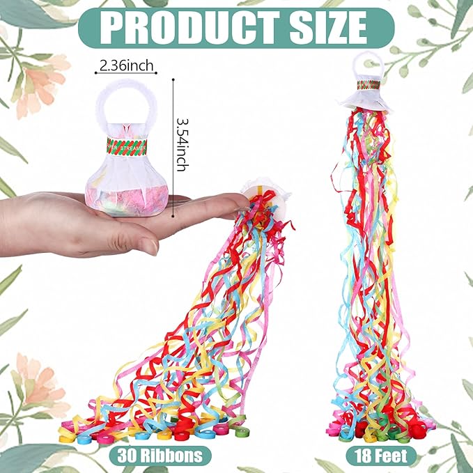 craftshou 120 Pcs Hand Throw Streamer Poppers Confetti No Mess Streamers Colorful Romantic Paper Crackers for Wedding Birthday Reception Graduation Party Celebrations Favors