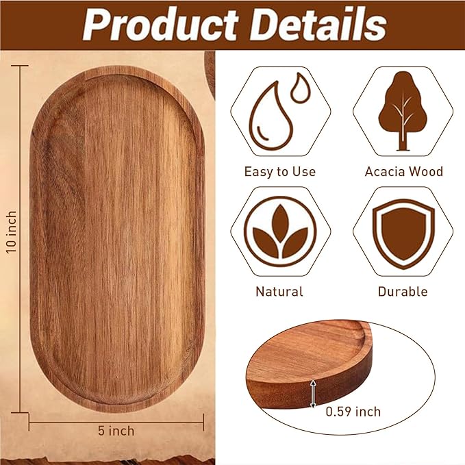 Acacia Wood Tray Set of 12, Oval Wood Serving Board Bulk, Small Charcuterie Boards, Wooden Serving Platters for Cheese Bread Fruit Dessert Tea, Kitchen Dining Catering Trays (10 x 5 x 0.59 Inch)