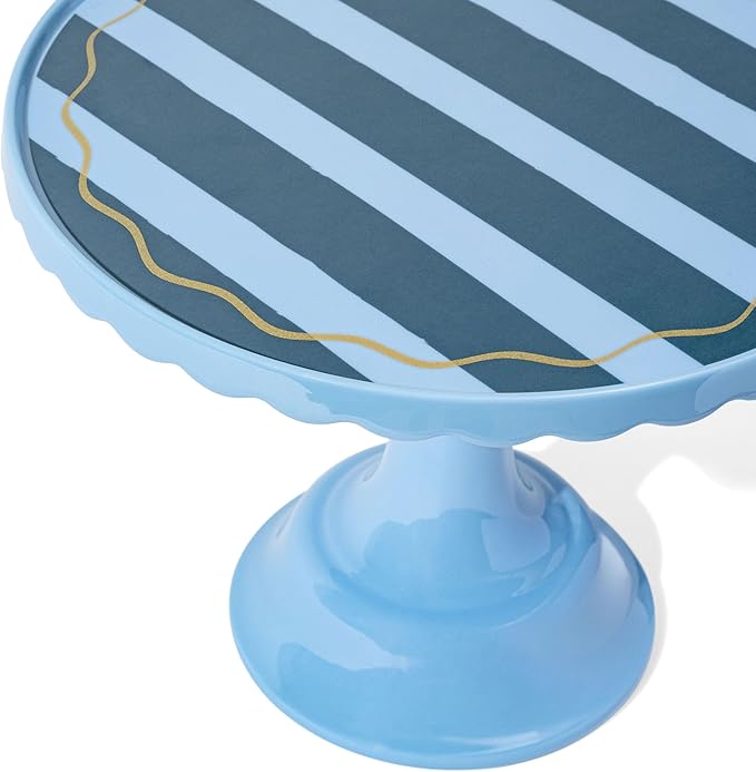 Light/Dark Blue Distressed Stripe Melamine Cake Stand for Celebrations Tiered Dessert Display at Birthdays, Weddings & All Gatherings – Stylish Presentation In Every Occasions