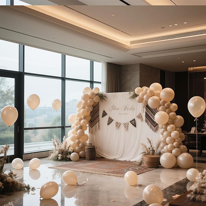 Cream Balloons 10 Pack 36 inch Latex Party Neutral Round Beige Sand White Balloons for Birthday Wedding Baby Shower Gender Reveal Party Decoration