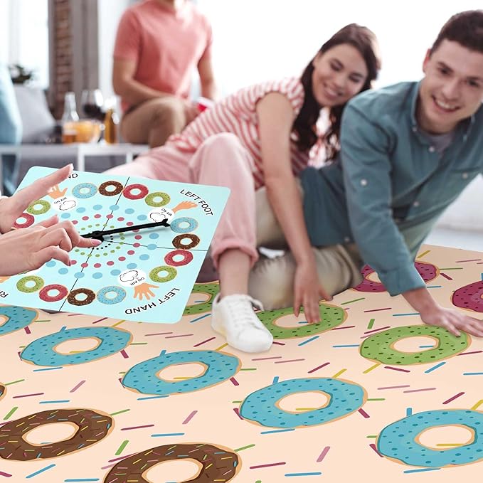 Drydiet Donut Party Game with 59 x 41 Inches Donut Mat Spinner Quadruped Piñata Decorations Candy Spa Party Game Sleepover Girls