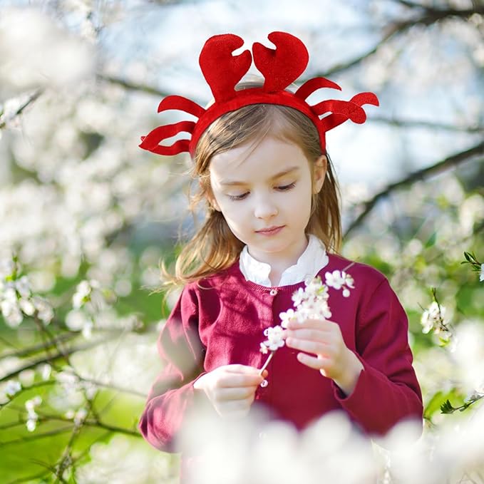 INOOMP Crawfish Headband Lobster Head Bopper Lobster Headband Red Headwear Costume Animal Cosplay for Halloween Dress Up Christmas Party