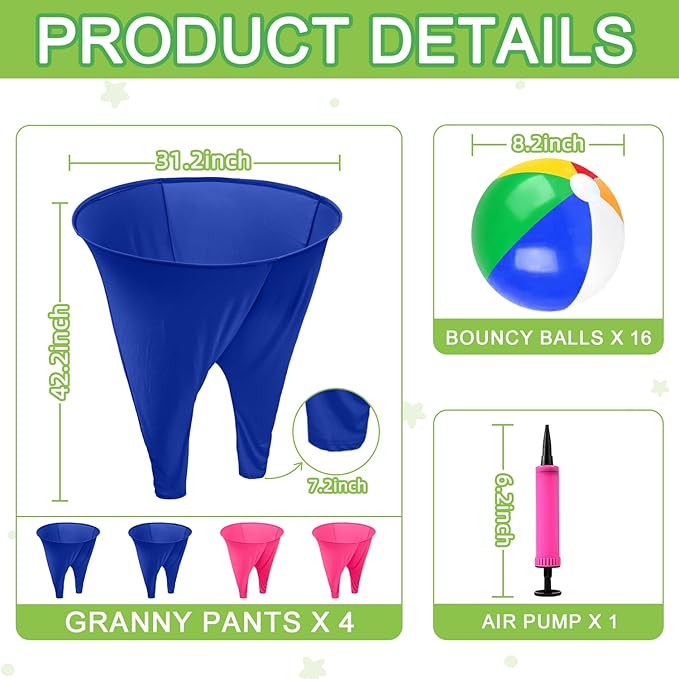 Granny Pants Yard Game Freaky Party Games Pants with Bouncy Balls and Air Pump Oversized Granny Pants Outdoor Game for Adults and Family Interactive Throwing Game for Group Gatherings