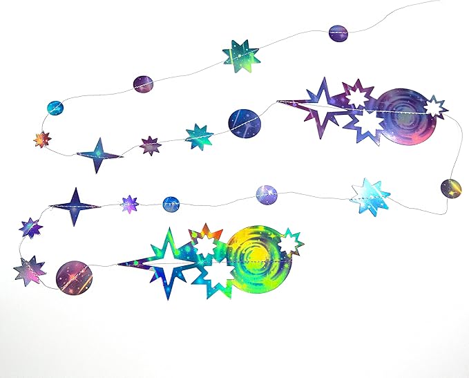 Decor365 Galaxy Party Decorations Aurora Borealis Theme Garland Celestial Hanging Star Garlands Space Banner Starry Night Backdrop Shooting Star Birhday Decor Bachelorette Bridal Party Suppies