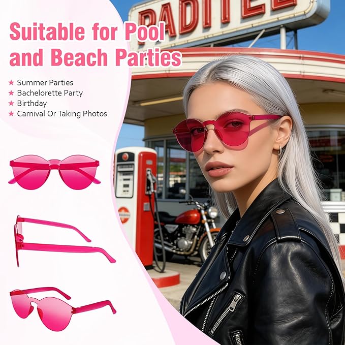 Pibupibu 40 Pack Colorful Round Rimless Party Sunglasses Bulk, Party Favors Sunglasses for Adults, Candy Color