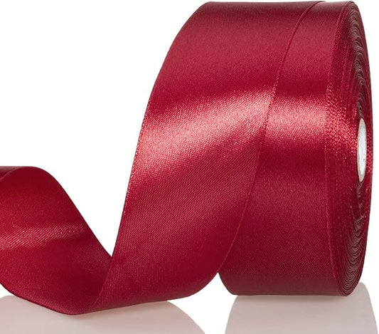 YASEO 1 1/2 Inch Dark Red Solid Satin Ribbon, 50 Yards Craft Fabric Ribbon for Gift Wrapping Floral Bouquets Wedding Party Decoration